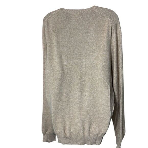 Club room estate cashmere men’s large tan beige pullover sweater v neck - Picture 3 of 4
